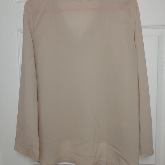Japna Womens Size Medium Beige Hi-Lo Chiffon Blouse - Picture 5 of 5